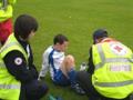 Willie Cowie receives treatment at the recent World Cup Final Click for full size image